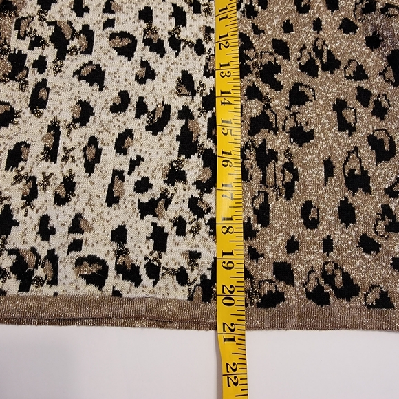 Lisa Originals Animal Print Gold Black Cream Beaded Knitted Blouse Top Sz L - Picture 12 of 14